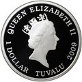 Монета 1 доллар 2009 Морской крокодил Смертельно опасны Тувалу