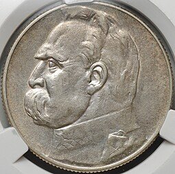 фото для Монета 5 злотых 1934 Пилсудский Польша слаб CPRC MS 62 Аверс