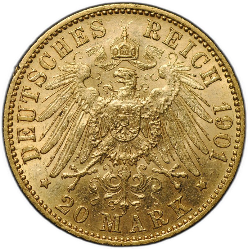 Монета 20 марок 1901 А Пруссия Германия