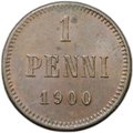 Монета 1 пенни 1900 Русская Финляндия