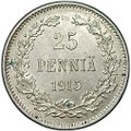 Монета 25 пенни 1915 S Русская Финляндия