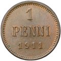 Монета 1 пенни 1911 Русская Финляндия