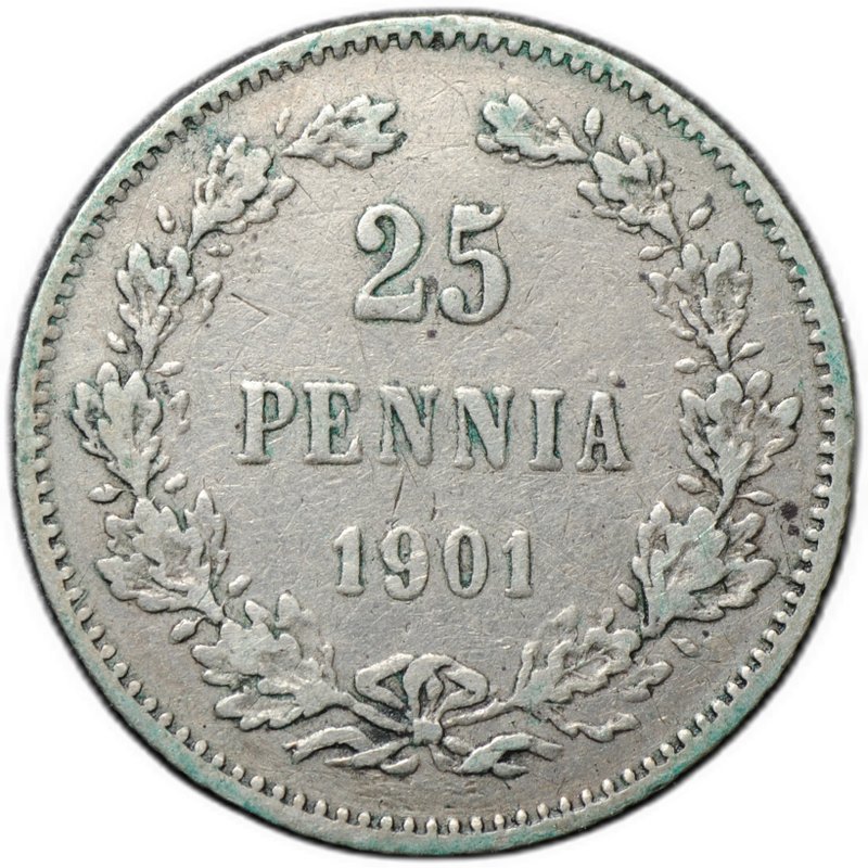 Монета 25 пенни 1901 L Русская Финляндия