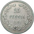 Монета 25 пенни 1901 L Русская Финляндия