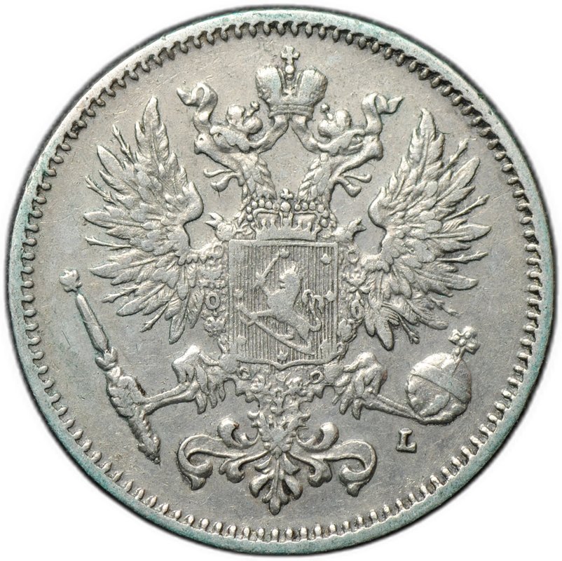 Монета 50 пенни 1908 L Русская Финляндия