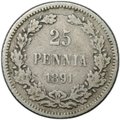 Монета 25 пенни 1891 L Русская Финляндия