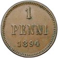 Монета 1 пенни 1894 Русская Финляндия