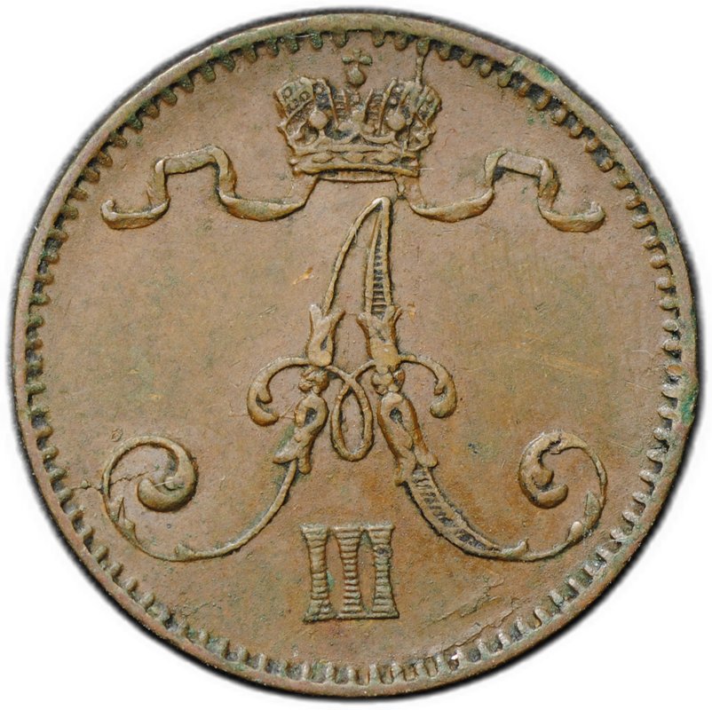 Монета 1 пенни 1894 Русская Финляндия