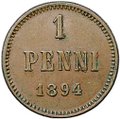 Монета 1 пенни 1894 Русская Финляндия