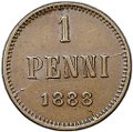 Монета 1 пенни 1888 Русская Финляндия