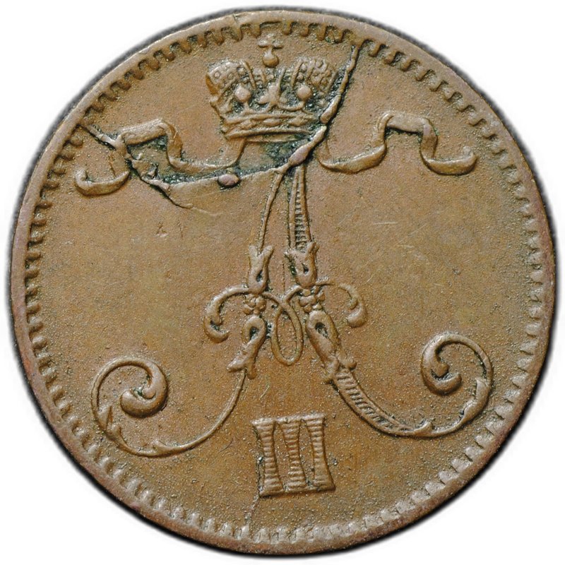 Монета 1 пенни 1883 Русская Финляндия