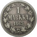 Монета 1 марка 1865 S Русская Финляндия