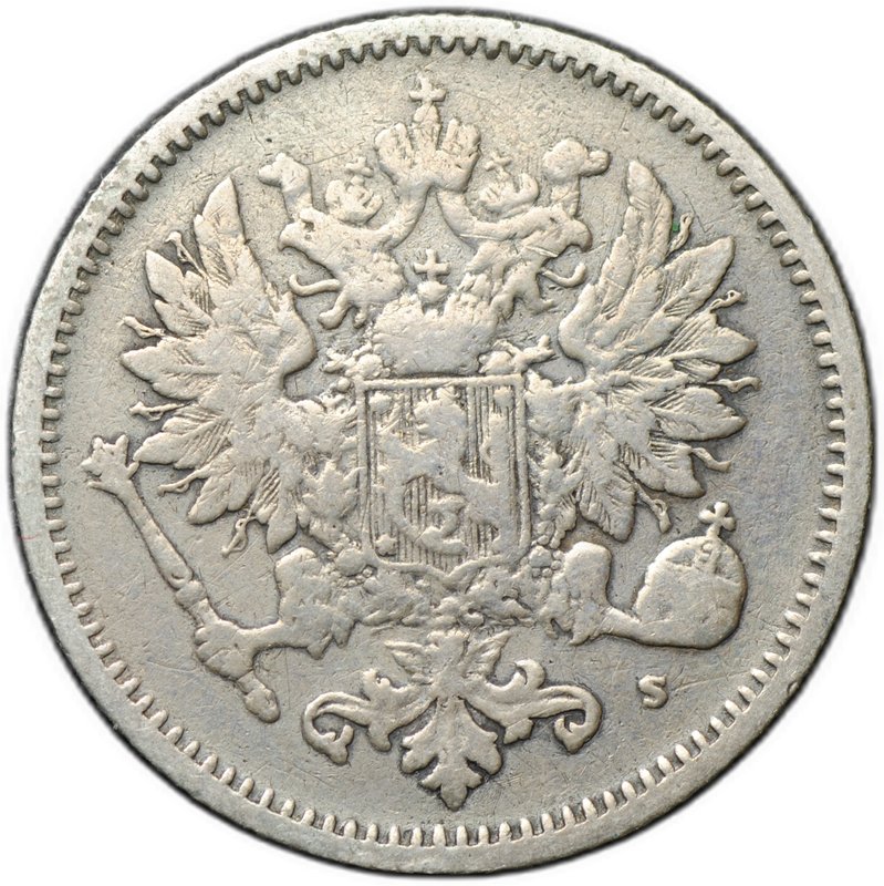Монета 50 пенни 1872 S Для Финляндии