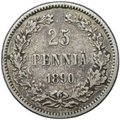 Монета 25 пенни 1890 L Русская Финляндия