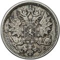 Монета 25 пенни 1890 L Русская Финляндия