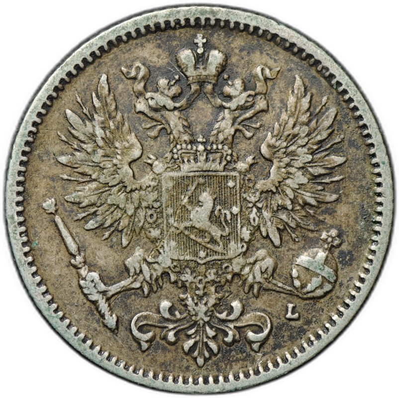 Монета 50 пенни 1892 L Русская Финляндия