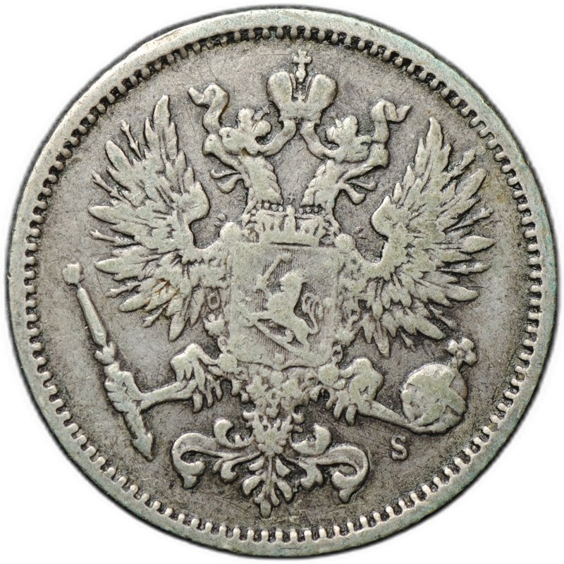 Монета 50 пенни 1874 S Для Финляндии