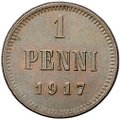 Монета 1 пенни 1917 Русская Финляндия