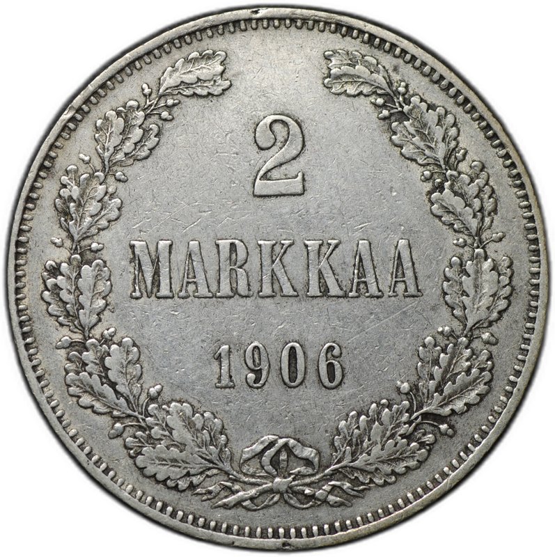 Монета 2 марки 1906 L Русская Финляндия