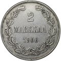 Монета 2 марки 1906 L Русская Финляндия