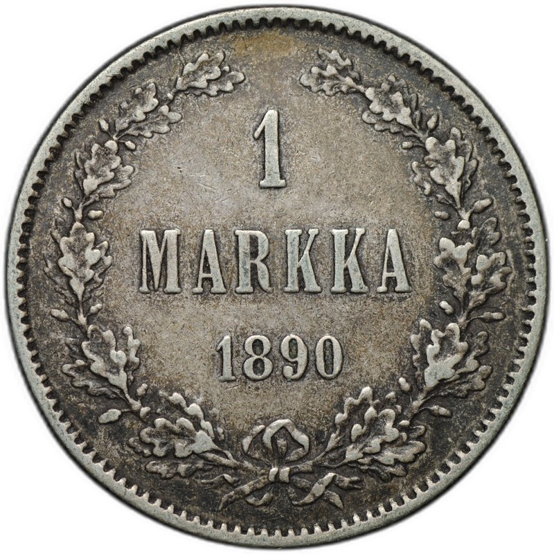 Монета 1 марка 1890 L Русская Финляндия