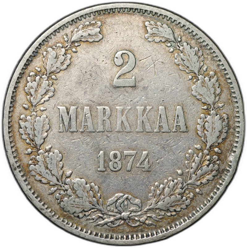 Монета 2 марки 1874 S Русская Финляндия
