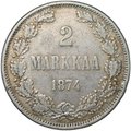 Монета 2 марки 1874 S Русская Финляндия