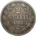 Монета 2 марки 1865 S Русская Финляндия