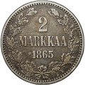 Монета 2 марки 1865 S Русская Финляндия