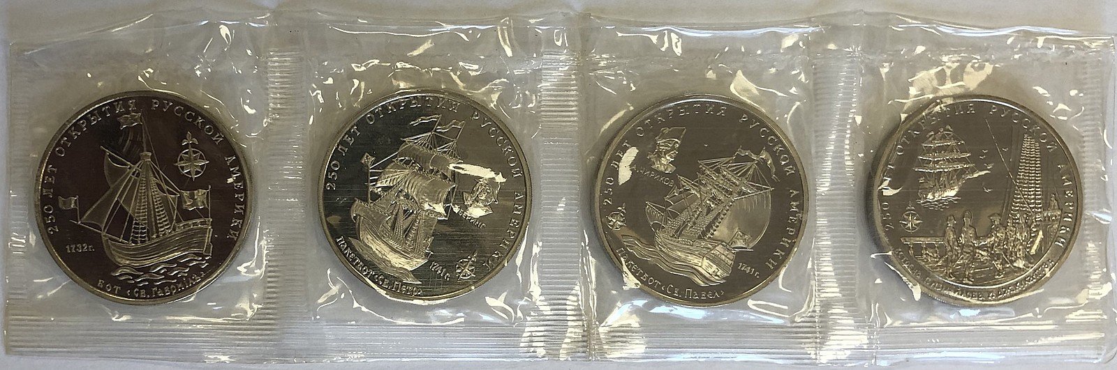 Набор жетоны (медали) 1991 ММД 250 лет открытия Русской Америки Межнумизматика (запайки)