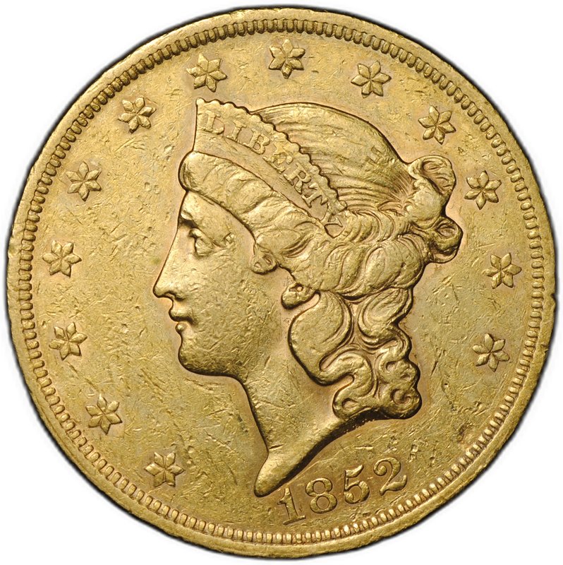Монета 20 долларов 1852 США