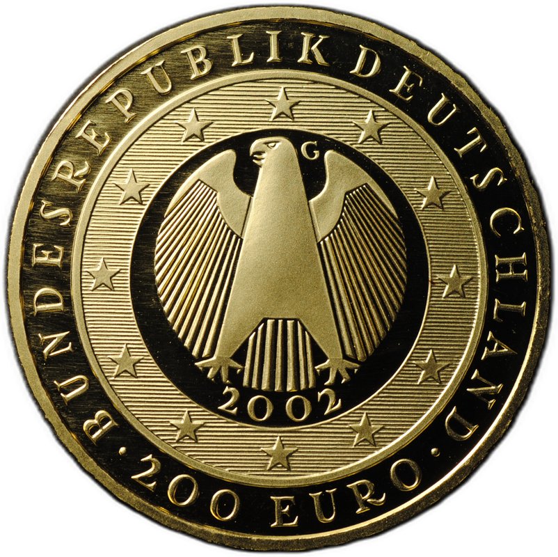 Монета 200 евро 2002 G Введение евро Германия