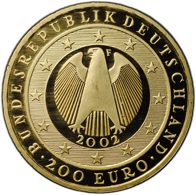 Монета 200 евро 2002 F Введение евро Германия