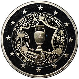 фото для Монета 2 евро 2016 Чемпионат Европы по футболу PROOF Франция Аверс