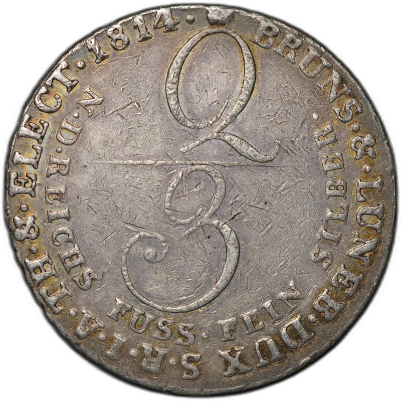 Монета 2/3 талера 1814 C Георг III Ганновер