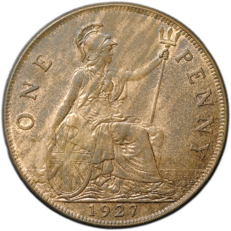 Монета 1 пенни 1927 Великобритания