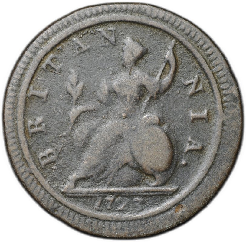 Монета 1/2 пенни 1723 Великобритания