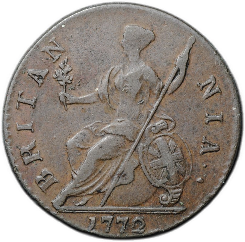 Монета 1/2 пенни 1772 Великобритания
