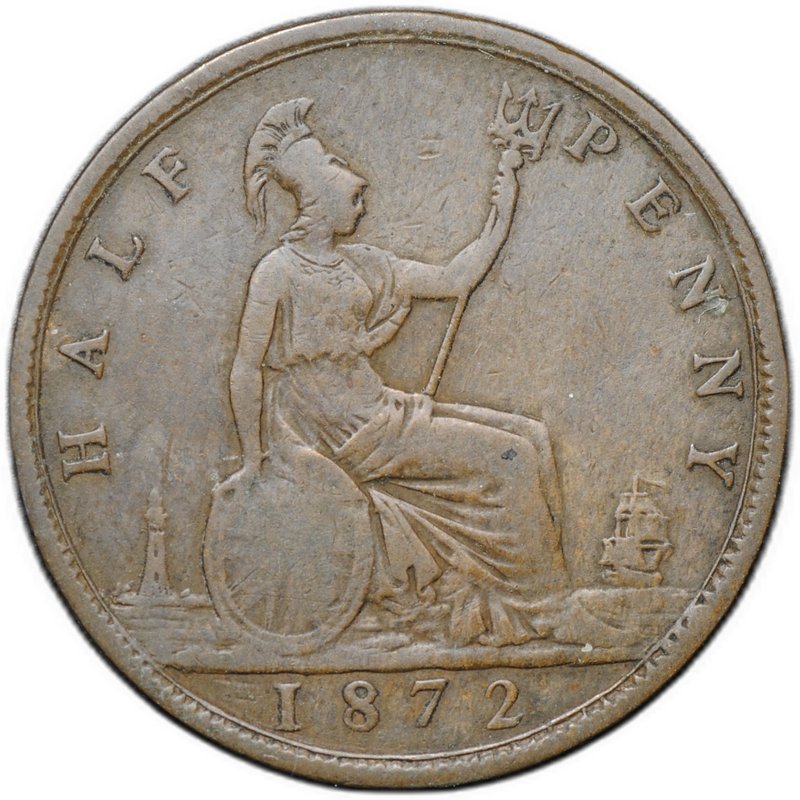 Монета 1/2 пенни 1872 Великобритания