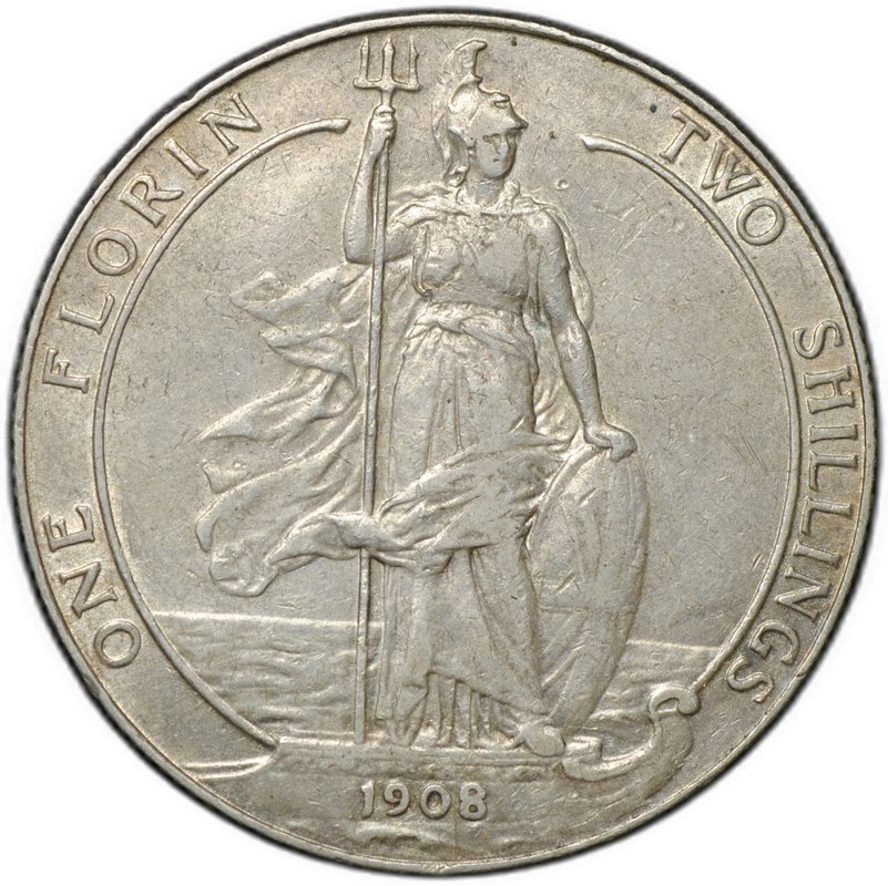 Монета 1 флорин - 2 шилинга 1908 Великобритания