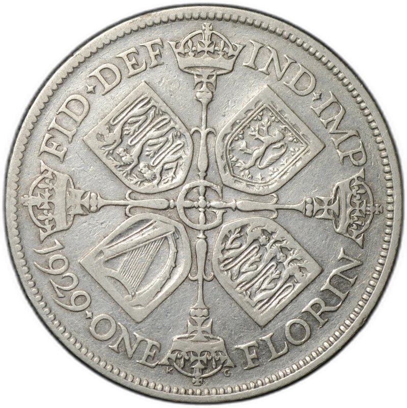 Монета 1 флорин (2 шиллинга) 1929 Великобритания