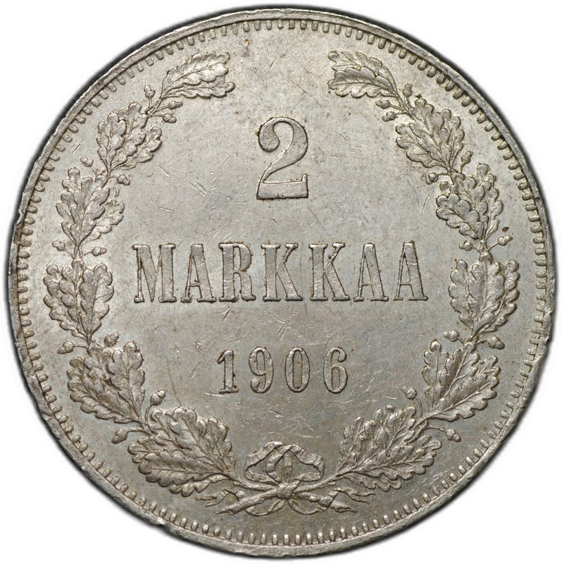Монета 2 марки 1906 L Русская Финляндия