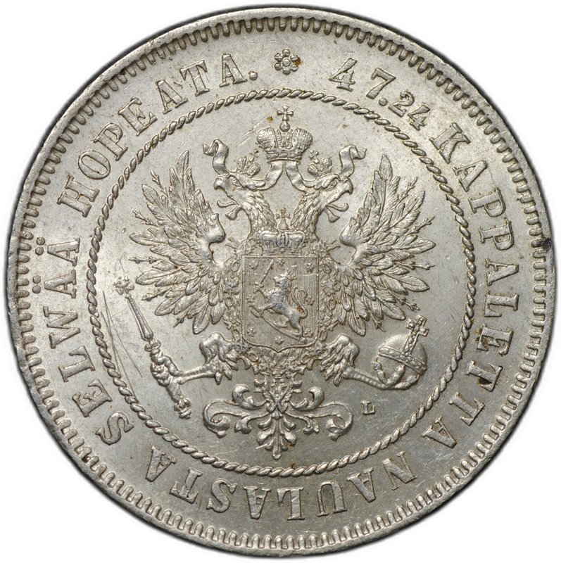 Монета 2 марки 1906 L Русская Финляндия
