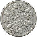 Монета 6 пенсов 1936 Великобритания