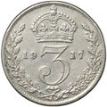 Монета 3 пенса 1917 Великобритания