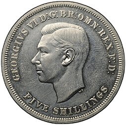 фото для Монета 5 шиллингов 1951 Британский фестиваль Великобритания Аверс