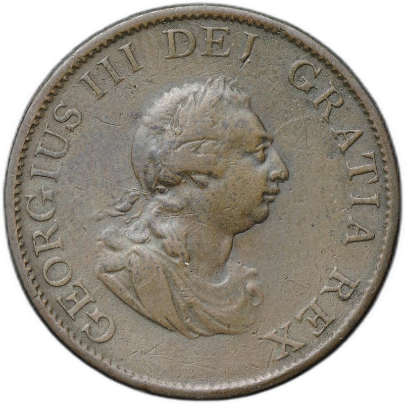 Монета 1/2 пенни 1799 Великобритания