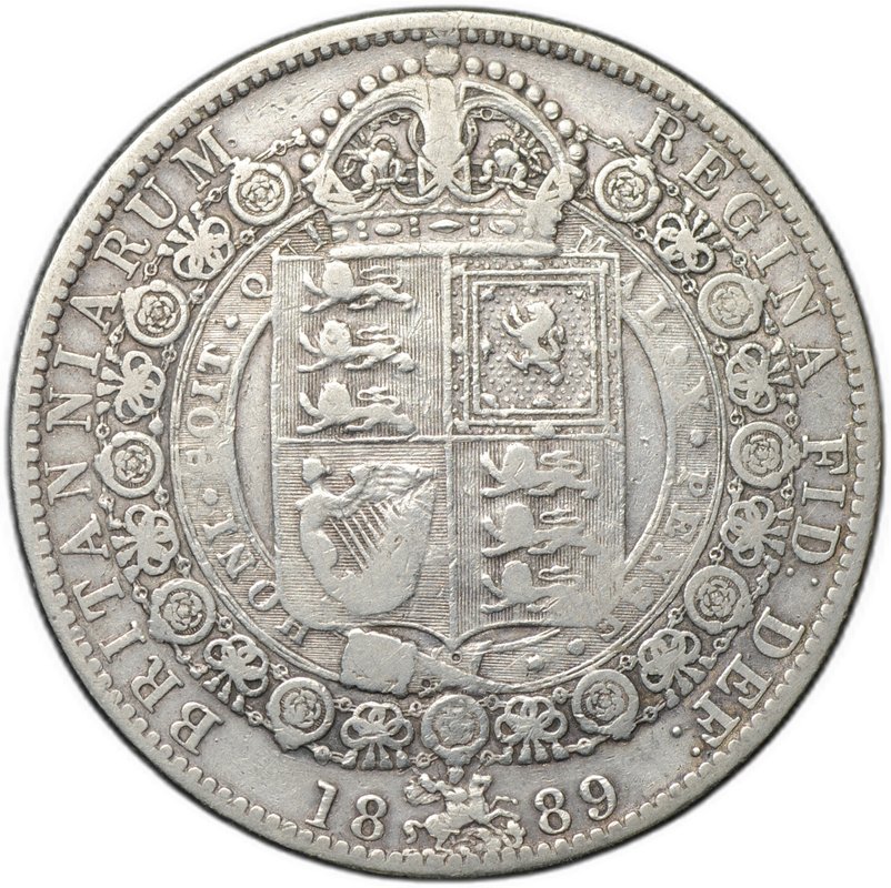 Монета 1/2 кроны 1889 Великобритания