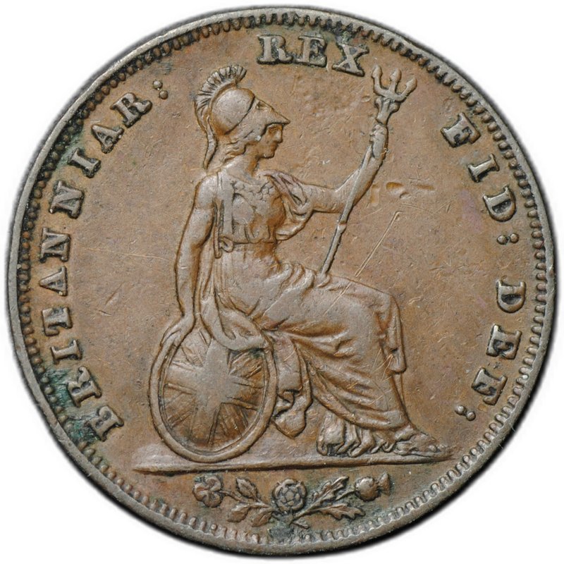 Монета 1 фартинг 1836 Великобритания