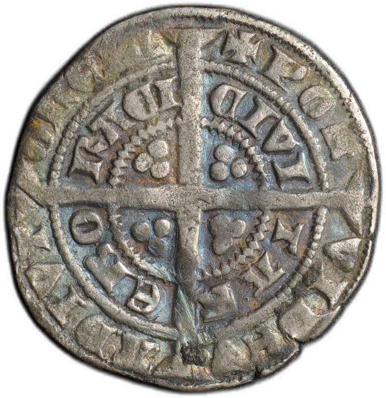 Монета 1/2 гроута 1354-1355 Эдуард III Йорк Англия